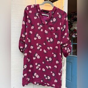 Banana Republic Floral Burgundy Women's Tunic Dress Size 4 new